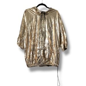 Lenon Metallic Gold Hooded Pullover Jacket NWOT Size Small